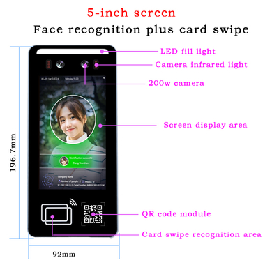 5-Inch Face Recognition Attendance System QR Code NFC Fingerprint WiFi Access Control OEM ODM Biometric Facial Detection Scanner