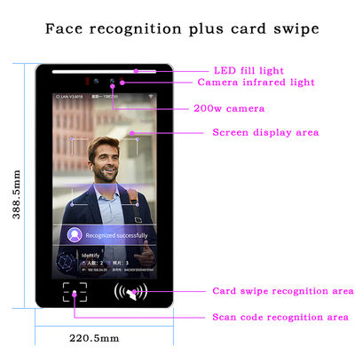 13.3"  Face Recognition Access Control System Attendance Machine with RS232 WiFi SDK Tcp or IP Facial Cloud Management Terminal
