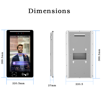 13.3 Inch Customized Biometric Dynamic Face Recognition Access Control Terminal Night Vision Punch Card Attendance Machine